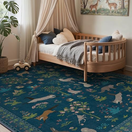 BESBLEE 9X12 Washable Area Rug for Living Room, Animal Non Slip - Image 2
