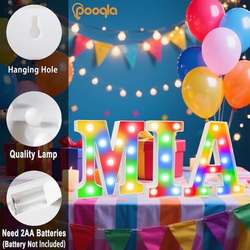 Pooqla LED Light Up Letters, Warm White and Colorful Lighted Marquee Letters - Image 5