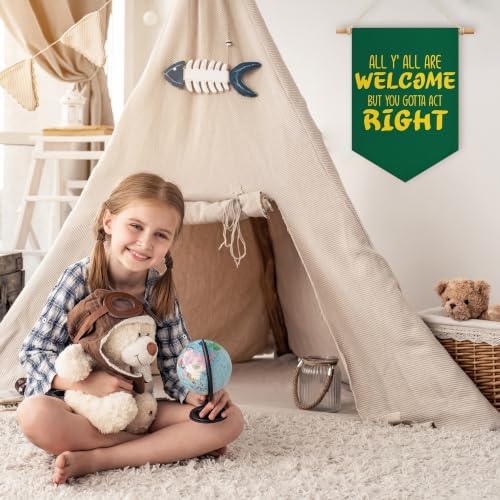 All are Welcome Canvas Banner But You Gotta Act Right Classroom Wall Decor - Image 3