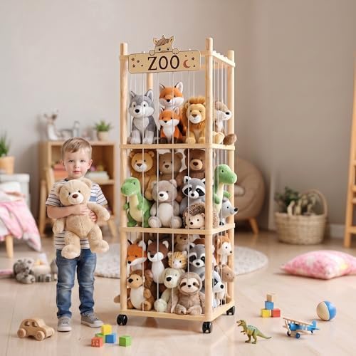 Stuffed Animal Storage Zoo Tower, 56In Wooden Large Stuffed Animal Holder - Image 5