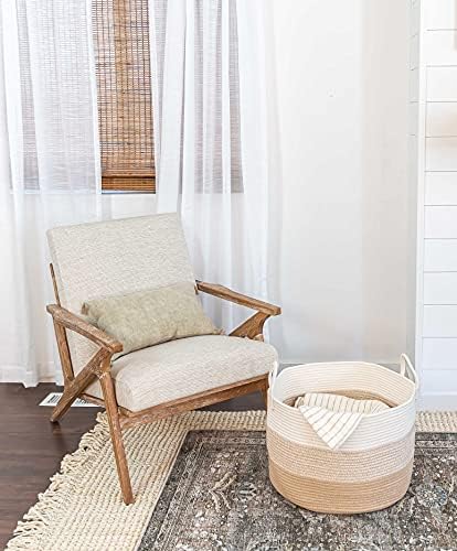 OrganiHaus Round Toy Basket & Blanket Basket, Cotton Rope 20x13" - Image 6