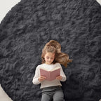 OLANLY Black Round Rugs for Bedroom by OLANLY