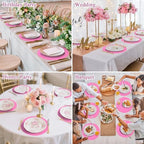 SHACOS 100 pcs Ultra Pink Round Disposable Placemats 13 inch Colored Paper - Image 6