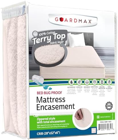 Guardmax Crib Mattress Encasement Zippered, 100% Waterproof Mattress Protector by Guardmax