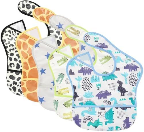 TSD Baby Bibs Waterproof Feeding Bibs 5pack Adjustable Mealtime Poctet Bib by Unknown