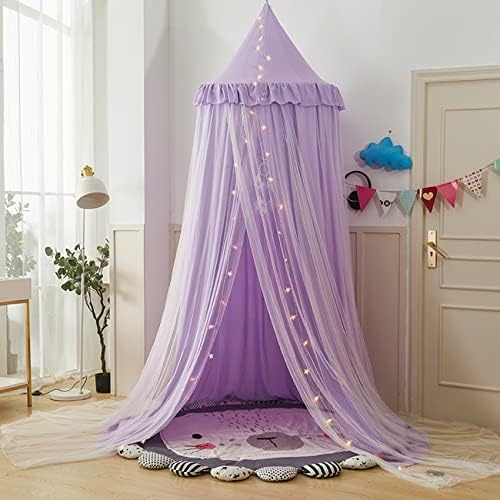 VETHIN Bed Canopy Double Layer Princess Round Dome Dreamy Mosquito Net Bedding - Image 2