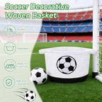 Soccer Woven Basket- Small Cotton Rope Gift Basket Embroidered Football - Image 3