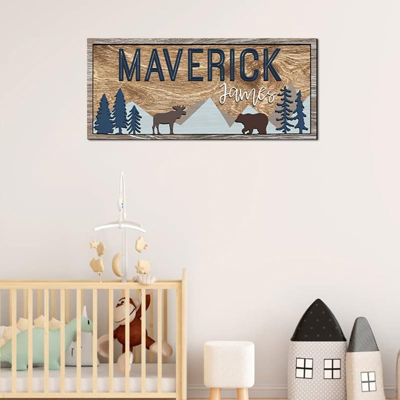 Custom name sign for nursery, Woodland nursery theme, Forest Wooden signs - Image 3