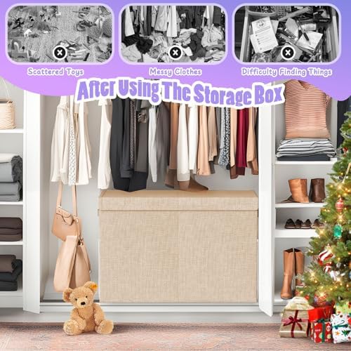 Large Toy Storage Box with Lid, Collapsible Kids Toy Chest - Image 4