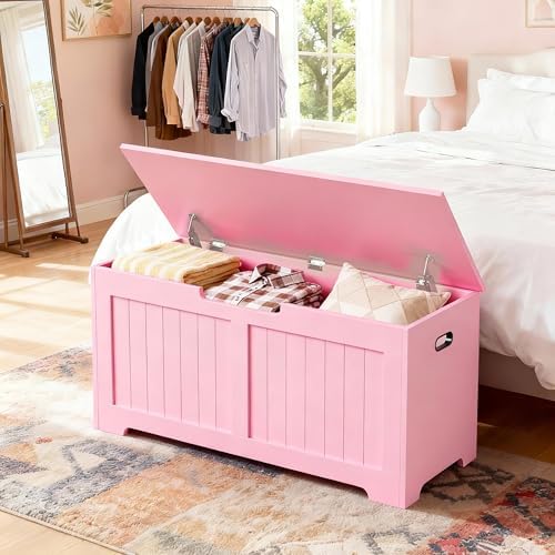 Wooden Storage Chest Box with Flip-top Lid & Safety Hinge, 39.4 Inch Living - Image 5