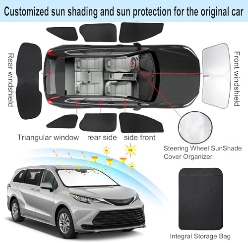 TINGLU Window Shades for Toyota Sienna 2021-2025 2026 Accessorie Car Side Full - Image 3