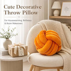 Petrella Orange Knot Pillow Ball, 8 Inch Round Decorative Pillow - Image 4
