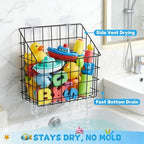 Noamus 2 Pack Bath Tub Toy Storage Organizer Basket, Rustproof Black Iron Holder - Image 3