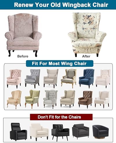 CRFATOP Wingback Chair Covers Stretch Armchair Slipcovers - Image 3