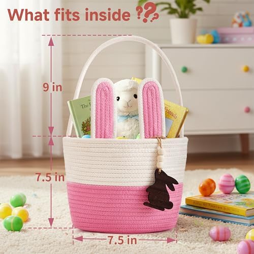 Pro Goleem Easter Basket for Kids, Adorable Woven Egg Hunt Bucket - Image 2
