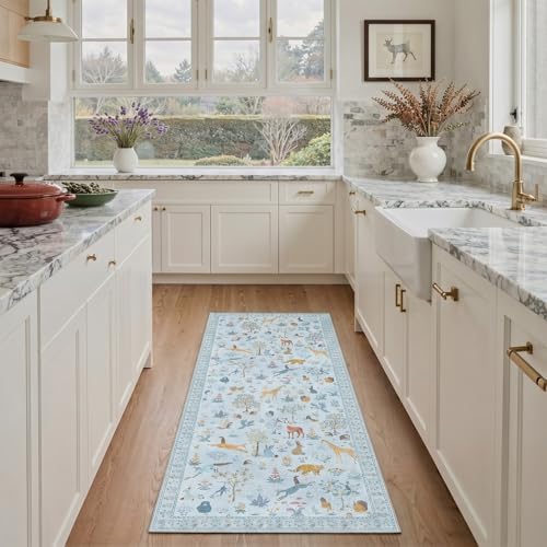 BESBLEE 2'6X7 Washable Kitchen Runner Rug, Animal Non Slip by BESBLEE