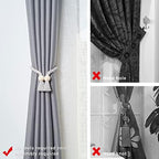 NICEEC 2 Pack Wooden Ball Magnetic Curtain Tiebacks Boho Home Decor Drape Tie - Image 2
