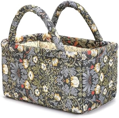 Small Storage Basket Organizer, Mini Fabric Floral Storage Baskets by Ankick