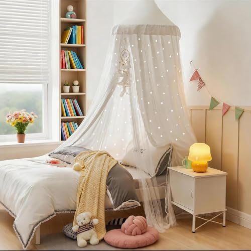 Princess Bed Canopy for Girls, Double Layer Canopy Fits Twin/Full Bed - Image 2