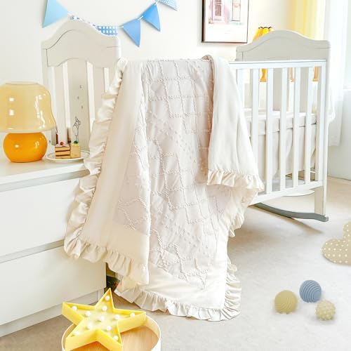 Crib Bedding Set for Girls, Ruffle Baby Crib Bedding Set Nursery Bedding Sets by WOWELIFE