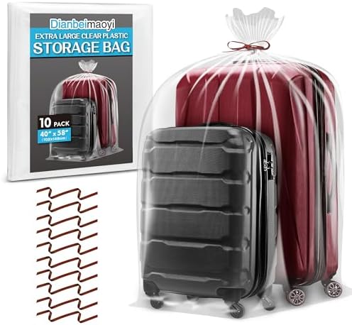 10 Pack 40” x 58” Extra Large Clear Plastic Storage Bags by Unknown