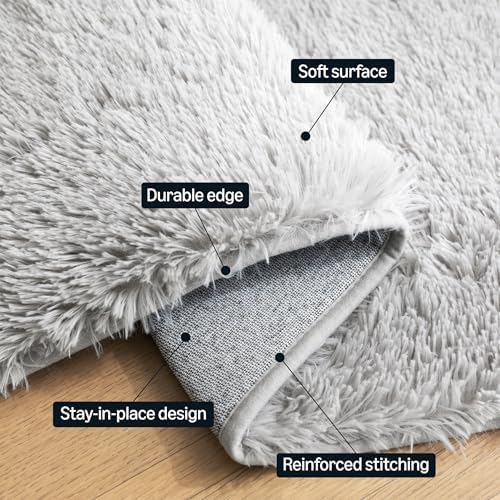 Amazon Basics Fluffy Washable Area Rug, Bedside Shaggy Carpet - Image 3
