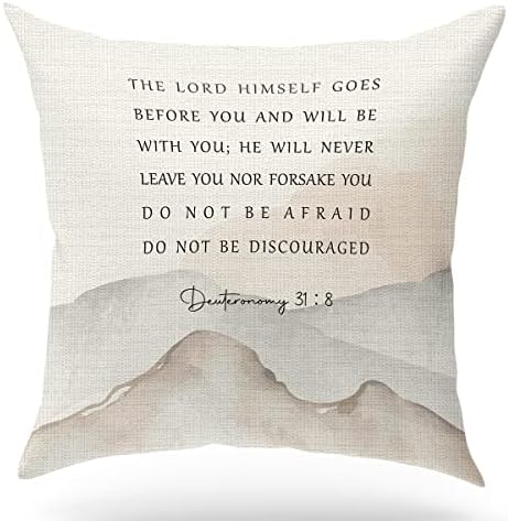 KongMoTree Bible Verse Pillow Cover, Deuteronomy 31:8, Scripture Art Pillow Case by KongMoTree