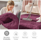 OLANLY Burgundy Round Rugs for Bedroom - Image 3