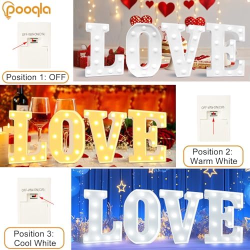 Pooqla LED Marquee Letter Lights, Warm White and Cool White Decorative Lighted - Image 2