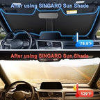 SINGARO 300T Universal Car Windshield Sun Shade, Foldable Reflective - Image 3