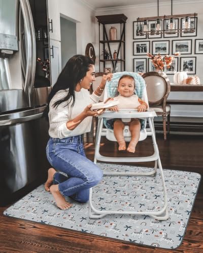Blissful Diary Baby Splat Mat for Under High Chair, 50.4 x 50.4 Inch Wipeable - Image 5