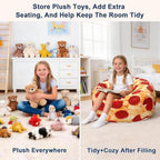 Lukeight Pizza Stuffed Animal Storage Bean Bag Chair Cover - Image 3