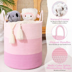 Laundry Hamper for Organizing, 52L Large Laundry Baskets, Cotton Rope Woven - Image 2