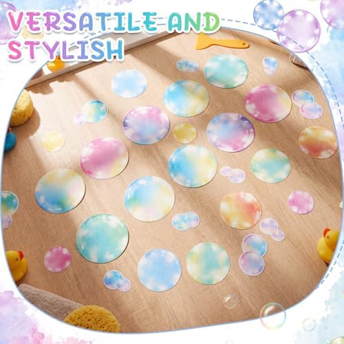 Fullhawl 30 Pcs Watercolor Bubble Non Slip Shower Stickers, Bathtub Safety - Image 4