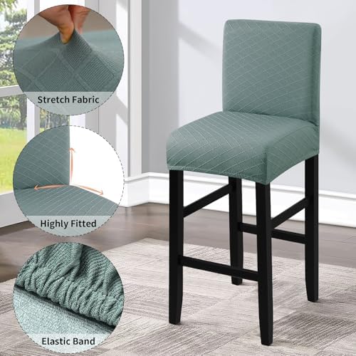 Fuloon Waterproof Barstool Covers Chair Slipcovers, Dark Green, 4 Pack - Image 6
