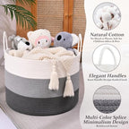 67L Large Woven Blanket Basket, Cotton Rope Baby Laundry Hamper - Image 3