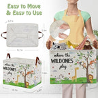 Jungle Safari Nursery Decor Basket -Elephant Giraffe Baby Boy Laundry Basket - Image 3