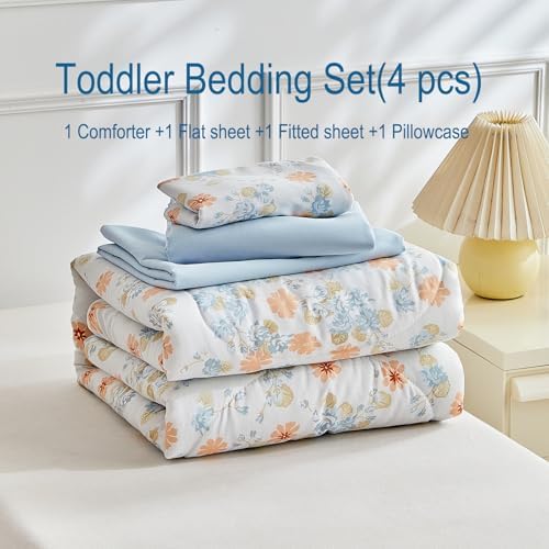 JHXHMX 4 Pieces Toddler Bedding Set, Soft Crib Bed Sheets Set Includes Quilted - Image 7