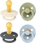 BIBS Colour Soother 4-Pack | BPA Free Dummy Pacifier | Round Nipple | Natural by BIBS
