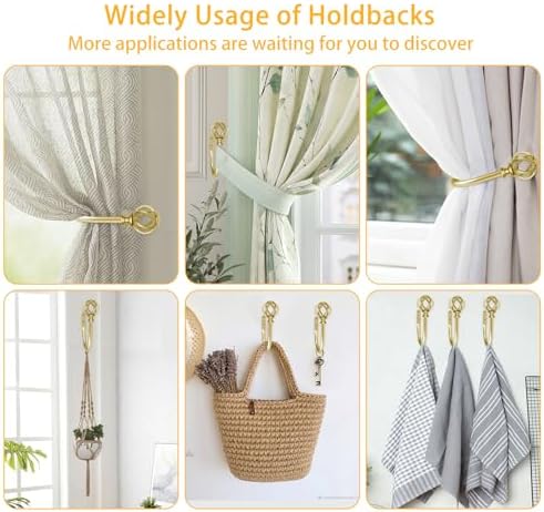 USFOOK Gold Curtain Holdbacks, Decorative Drapery Tiebacks, 2 Pack/1 Pair - Image 5