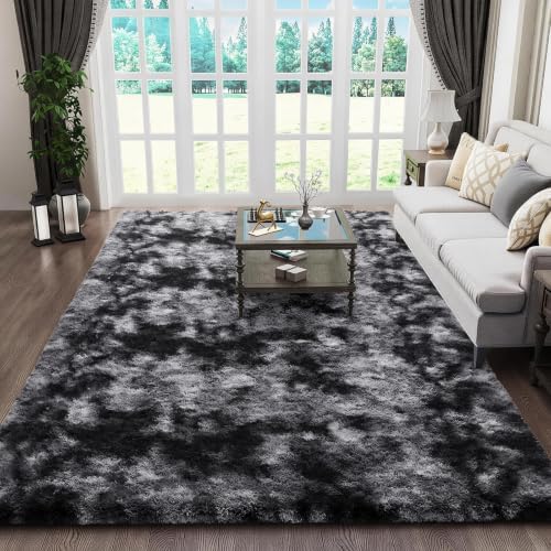 Ophanie Tie-Dyed Black & Grey Area Rugs 5x8 - Image 3