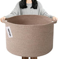90L Extra Large Blanket Basket, Woven Rope Laundry Basket-Brown by HZFTJOY