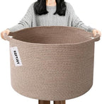 90L Extra Large Blanket Basket, Woven Rope Laundry Basket-Brown by HZFTJOY