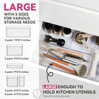Criusia Large Drawer Organizer Bins 26 Pack | Complete 5 Size Clear Plastic - Image 2