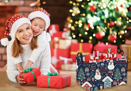 Rectangular Christmas Baskets, Snowman Basket Empty, Waterproof PE Coating Cute - Image 5