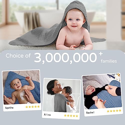 Yoofoss Hooded Baby Bath Towels 2 Pack 100% Muslin Organic Cotton - Image 5