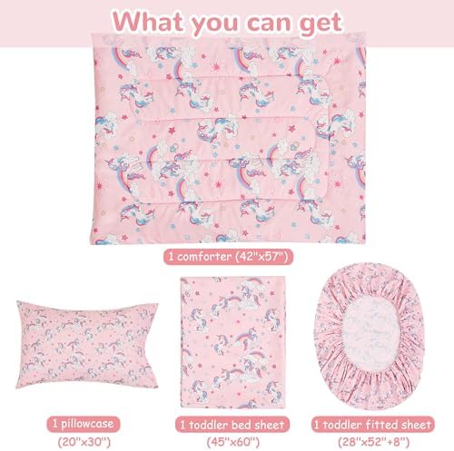 lasoftan Pink Unicorn Toddler Bedding Set - Image 4