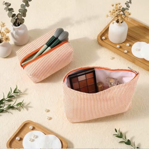 Huhumy 2 Pcs Makeup Bag Set for Women, Thin Stripe - Image 2