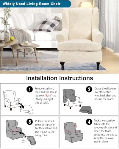 CRFATOP Wingback Chair Covers Wing Armchair Slipcovers - Image 5