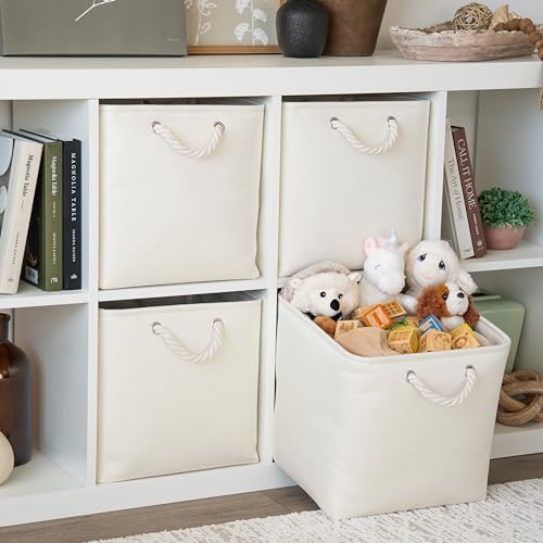 OrganiHaus 13x13 Cube Storage Bins, Rope Handles - Image 3